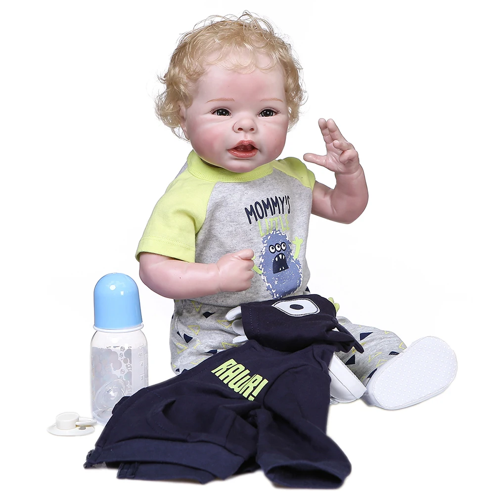 Reborn doll 55cm Blond Curly Doll Lovely Realistic Doll Soft Reborn Baby Doll with Hoodie/Milk Bottle for Children surprice Gift
Reborn doll 55cm Blond Curly Doll Lovely Realistic Doll Soft Reborn Baby Doll with Hoodie/Milk Bottle for Children surprice Gift