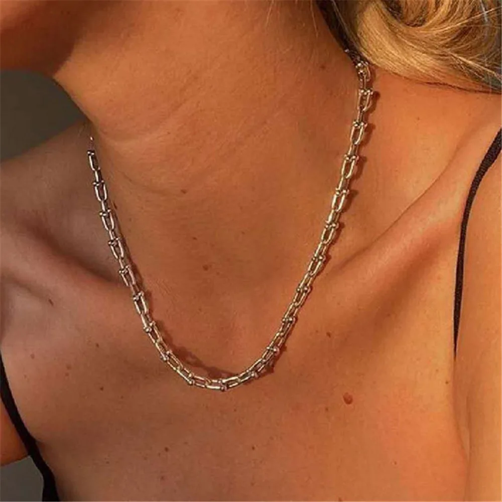 New Stainless Steel U Chain Necklace For Girls Women OT Buckle Toggle Choker Femme Hip Hop Jewelry
New Stainless Steel U Chain Necklace For Girls Women OT Buckle Toggle Choker Femme Hip Hop Jewelry