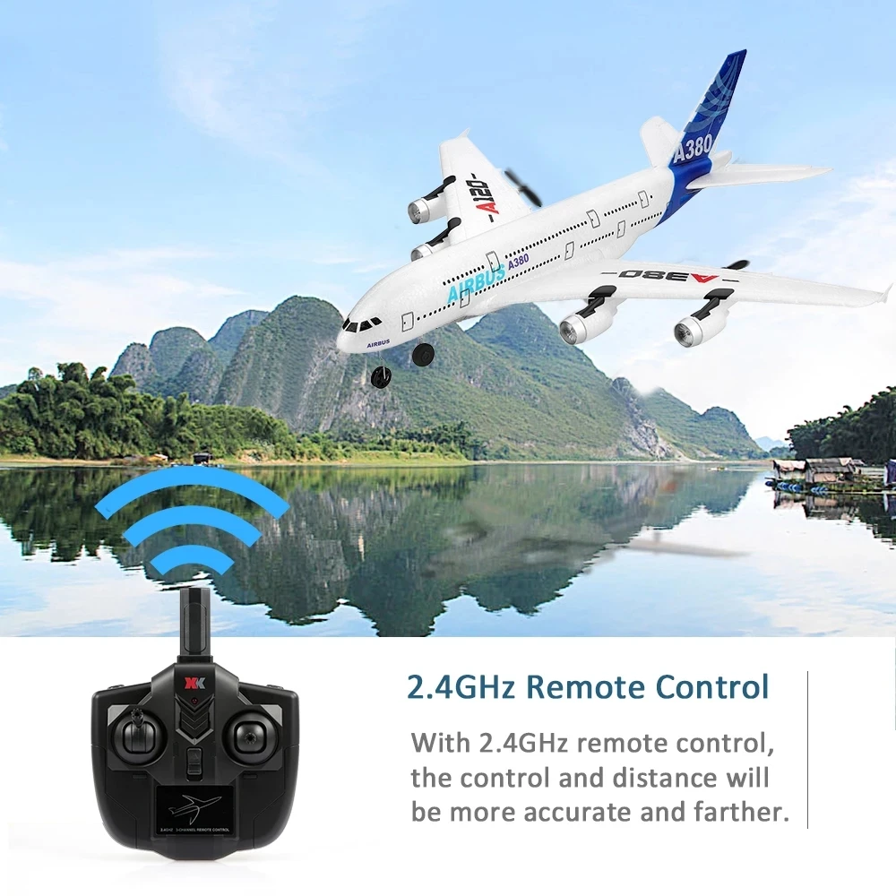 WLtoys XK A120 Airbus Rc Airplane A380 Remote Control Plane Model 2.4G 3 Channels Back Push Dual Power Gliding Electric Toys 
WLtoys XK A120 Airbus Rc Airplane A380 Remote Control Plane Model 2.4G 3 Channels Back Push Dual Power Gliding Electric Toys