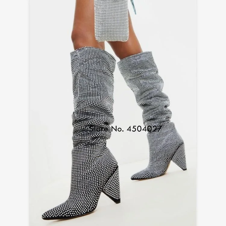Luxury Bling Bling Rhinestone Embellished Over Knee Women Boots Ladies Shining Crystal High Heel Boots
Luxury Bling Bling Rhinestone Embellished Over Knee Women Boots Ladies Shining Crystal High Heel Boots