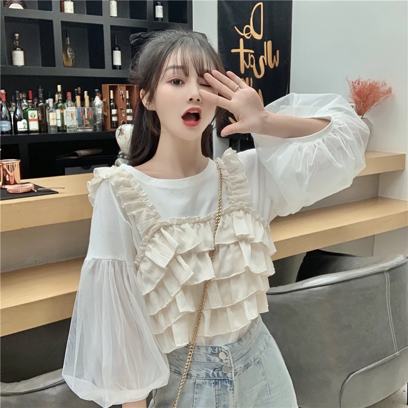 Blusas Mujer De Moda Two-piece Set Sweet Summer Long Sleeve Shirts Womens Clothing Fashion Brand Ruffles Ladies Tops Chiffon New
Blusas Mujer De Moda Two-piece Set Sweet Summer Long Sleeve Shirts Womens Clothing Fashion Brand Ruffles Ladies Tops Chiffon New