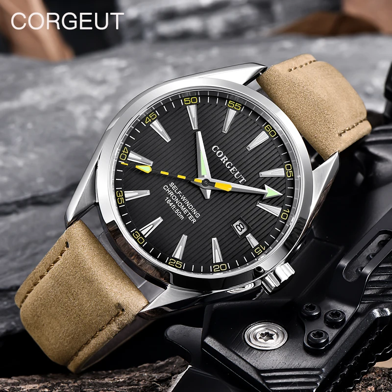 CORGEUT Sapphire Crystal Men's Mechanical Watch Calendar Waterproof Sports Watch Leather Luminous Men's Watch Relógio masculino
CORGEUT Sapphire Crystal Men's Mechanical Watch Calendar Waterproof Sports Watch Leather Luminous Men's Watch Relógio masculino
