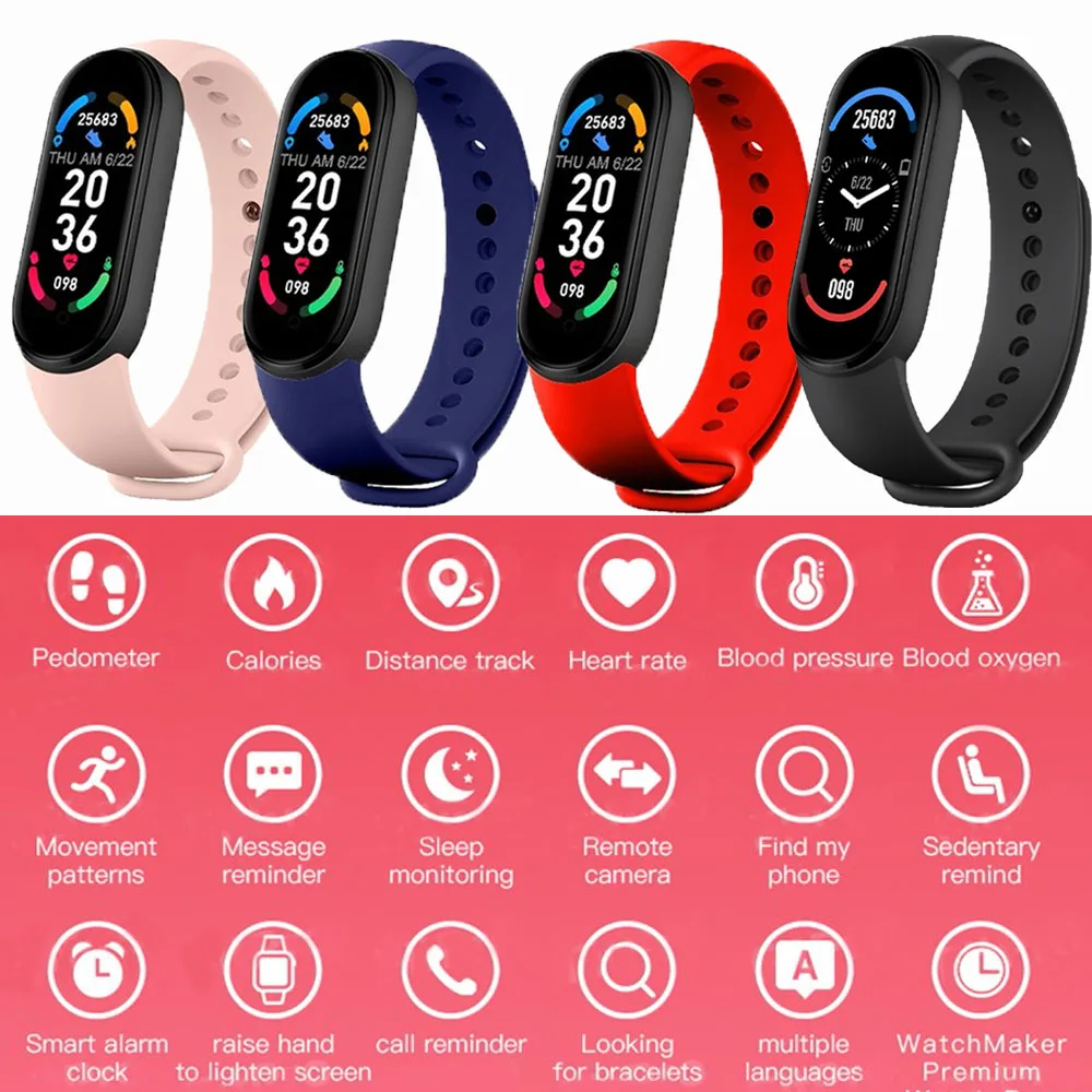 M6 Smart Band M6 Bluetooth Fitness Tracker Bracelet Smartband Heart Rate Sport Waterproof Smart Watch for Women Men for Xiaomi
M6 Smart Band M6 Bluetooth Fitness Tracker Bracelet Smartband Heart Rate Sport Waterproof Smart Watch for Women Men for Xiaomi
