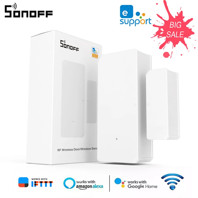 Беспроводной Радиочастотный датчик SONOFF DW2 RF 433 МГц для двери/окна система