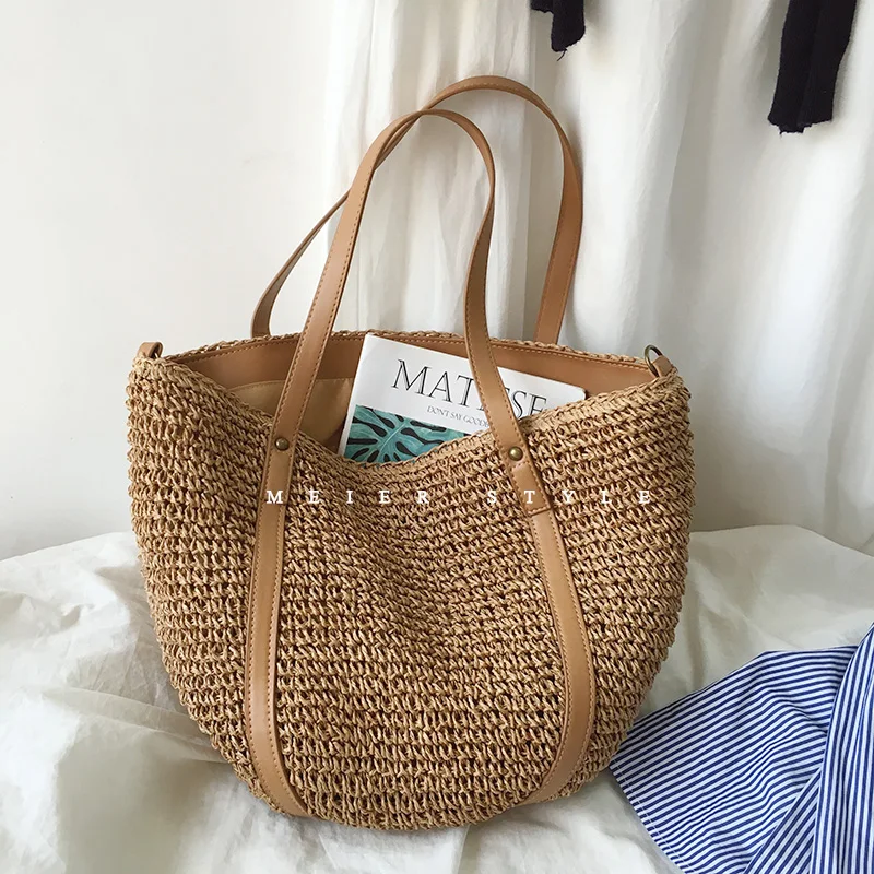 Casual Straw Woven Women Shoulder bag Wicker Handmade Handbags Women's bag Bohemian Beach bags for women Large Capacity Shopper
Casual Straw Woven Women Shoulder bag Wicker Handmade Handbags Women's bag Bohemian Beach bags for women Large Capacity Shopper