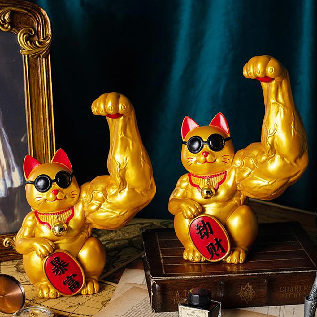 Muscle Arm Lucky Cat Figurine Statue Resin Craft Welcome Cat for Shop Decor 
Muscle Arm Lucky Cat Figurine Statue Resin Craft Welcome Cat for Shop Decor