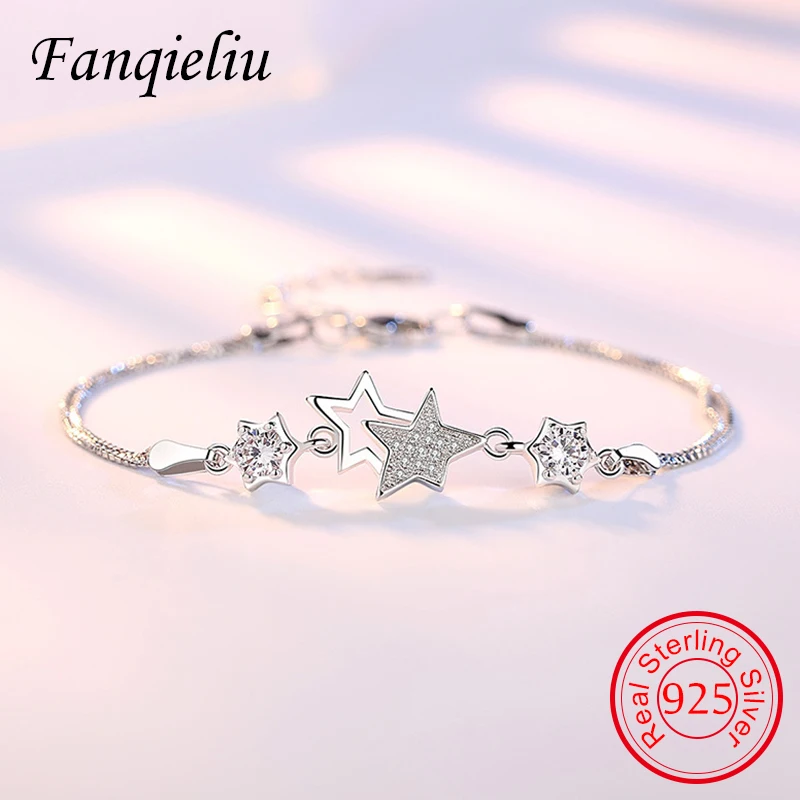 Fanqieliu Double Star Crystal Charms Bracelet Woman Gift Jewelry 100% Real 925 Sterling Silver Chain Bangles For Girl FQL21493 
Fanqieliu Double Star Crystal Charms Bracelet Woman Gift Jewelry 100% Real 925 Sterling Silver Chain Bangles For Girl FQL21493