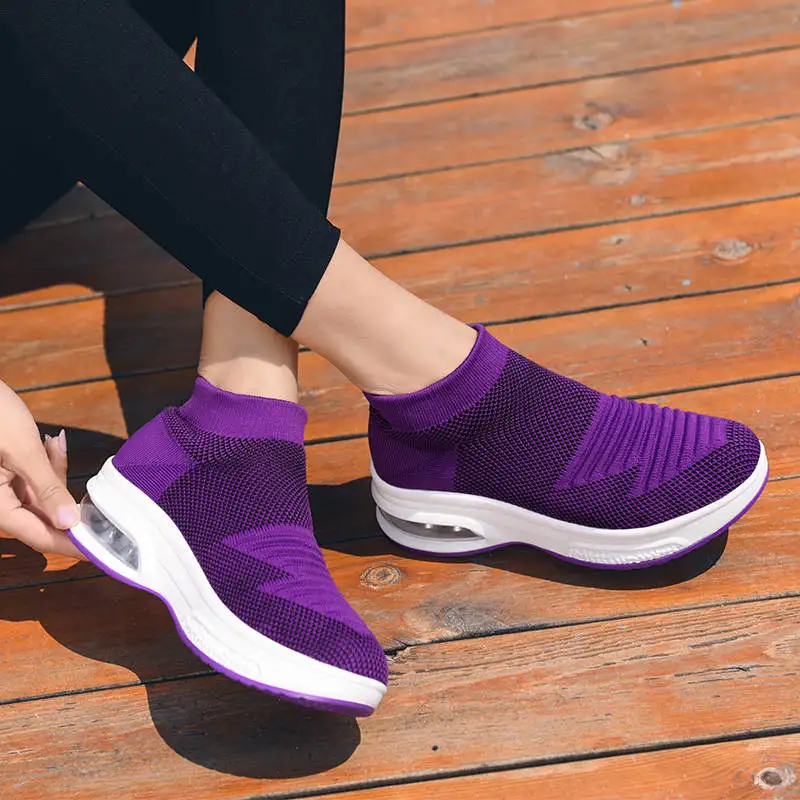 

Синяя спортивная обувь, Фиолетовые женские кроссовки для бега, американская 5-платформа, спортивная обувь для женщин, увеличивающие рост че...