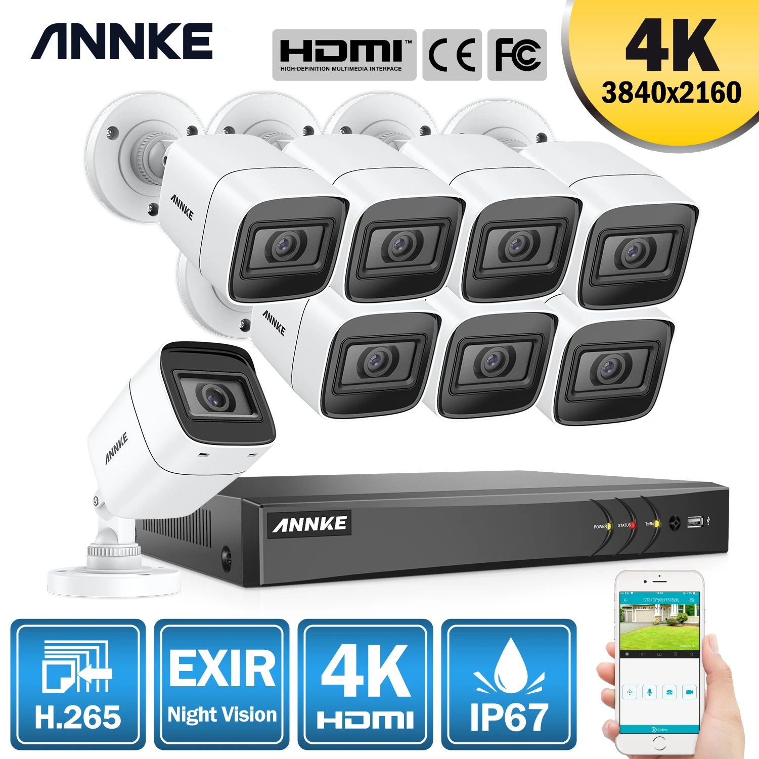 ANNKE 4K Ultra HD 8CH Video Security System 8MP 5in1 H.265 DVR With 4X 8X 8MP Outdoor Weatherproof CCTV Surveillance Cameras Kit
ANNKE 4K Ultra HD 8CH Video Security System 8MP 5in1 H.265 DVR With 4X 8X 8MP Outdoor Weatherproof CCTV Surveillance Cameras Kit