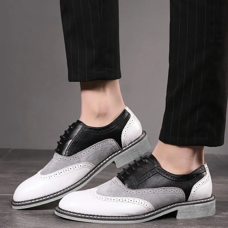 Men Dress Shoes PU Leather Patchwork Lace Up Carved Men Formal Shoe Pointed Toe Mixed Color Office Business Fashion Wedding Shoe
Men Dress Shoes PU Leather Patchwork Lace Up Carved Men Formal Shoe Pointed Toe Mixed Color Office Business Fashion Wedding Shoe