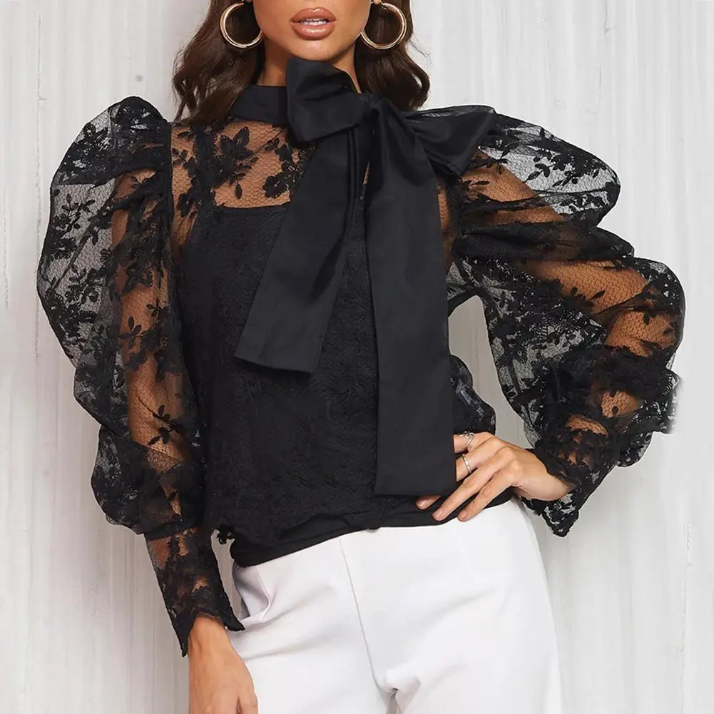 Sexy Women Long Puff Sleeve See Through Floral Embroidery Bow Decor Casual Blouse Top Female Shirts Short Streetwear
Sexy Women Long Puff Sleeve See Through Floral Embroidery Bow Decor Casual Blouse Top Female Shirts Short Streetwear