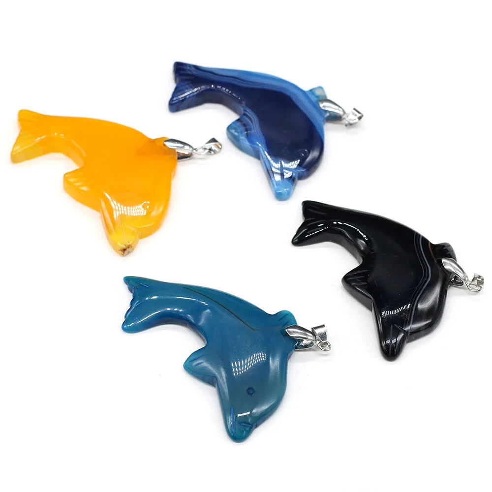 Natural Agates Pendants Charms Stone Dolphin Shape Pendants DIY for Necklace or Jewelry Making Size 36x70mm
Natural Agates Pendants Charms Stone Dolphin Shape Pendants DIY for Necklace or Jewelry Making Size 36x70mm