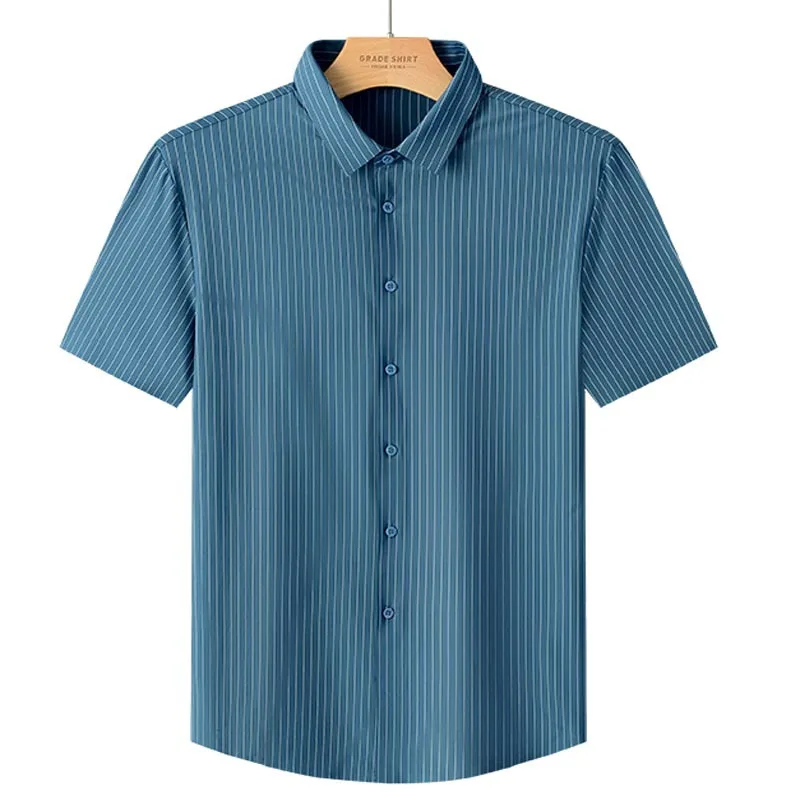 Pure Color Striped Shirt Business Casual Mens Button Up Shirt Short Sleeve Summer Mens Fashion Clothing Trends Korean Clothes
Pure Color Striped Shirt Business Casual Mens Button Up Shirt Short Sleeve Summer Mens Fashion Clothing Trends Korean Clothes
