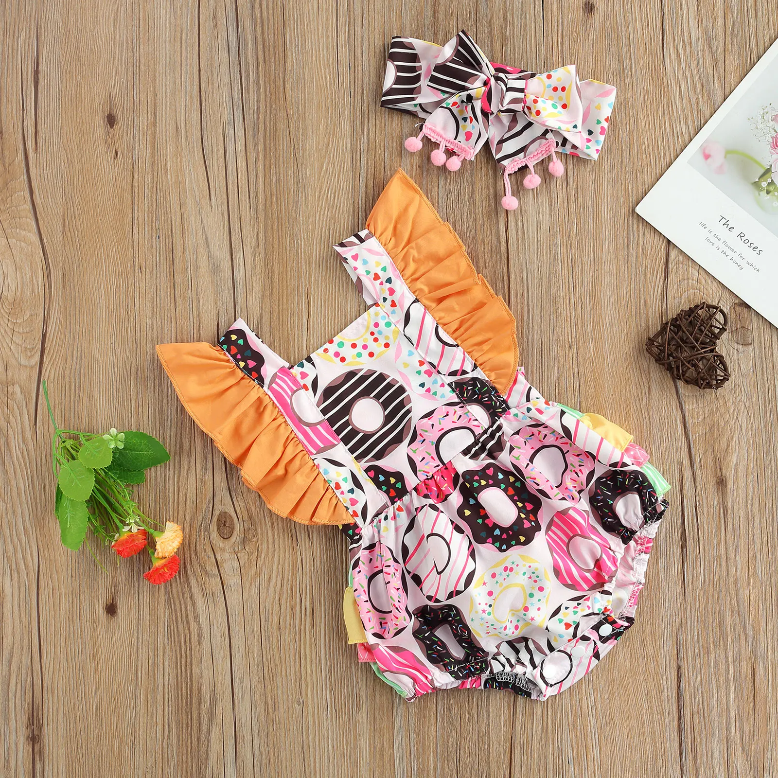 2Pcs Newborn Baby Girls Doughnut Print Rompers Headband Flying Sleeve Square Neck Summer Infant Toddler Cute Rompers 0-24M
2Pcs Newborn Baby Girls Doughnut Print Rompers Headband Flying Sleeve Square Neck Summer Infant Toddler Cute Rompers 0-24M