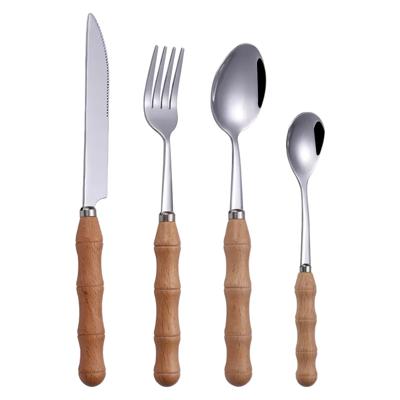 Stainless Steel Beech Wood Knife Fork Spoon Flatware Silver Color Cutlery Tableware For Home Kithcen Dinnerware,1Set(4PCs/Set)
Stainless Steel Beech Wood Knife Fork Spoon Flatware Silver Color Cutlery Tableware For Home Kithcen Dinnerware,1Set(4PCs/Set)