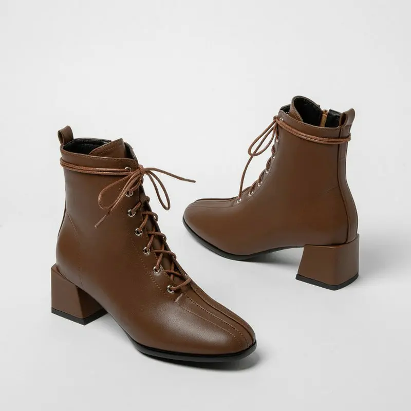 Brown black white lace-up woman's martin ankle boots elegant lady party wedding boots women winter spring shoes big size 34-43
Brown black white lace-up woman's martin ankle boots elegant lady party wedding boots women winter spring shoes big size 34-43