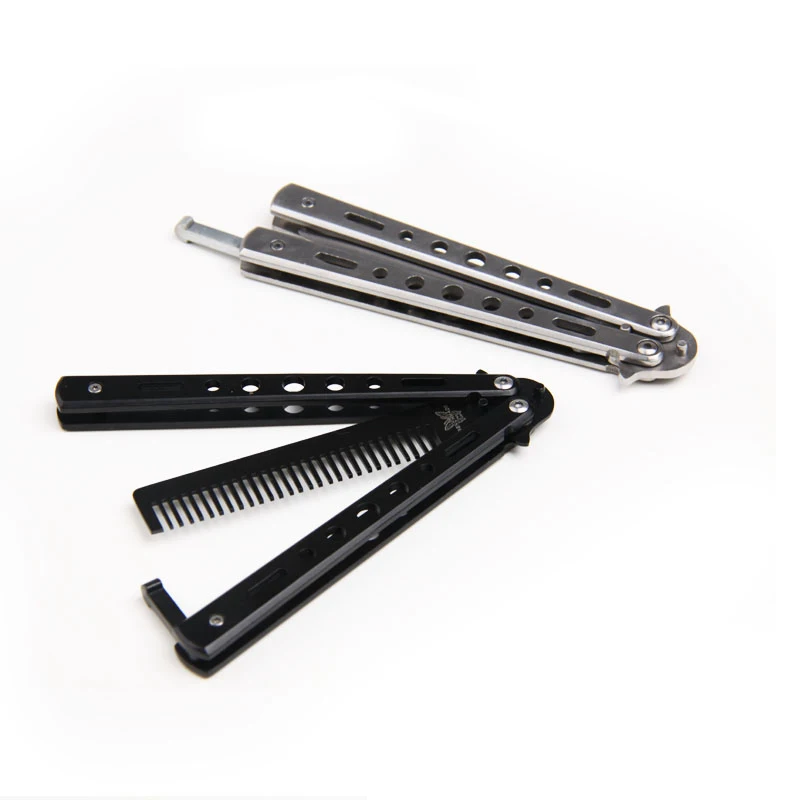 20PCS/lot Stainless Steel Silver Black Practice Butterfly In Knife Training Folding Knife Dull Tool Outdoor Camping Knife Comb
20PCS/lot Stainless Steel Silver Black Practice Butterfly In Knife Training Folding Knife Dull Tool Outdoor Camping Knife Comb