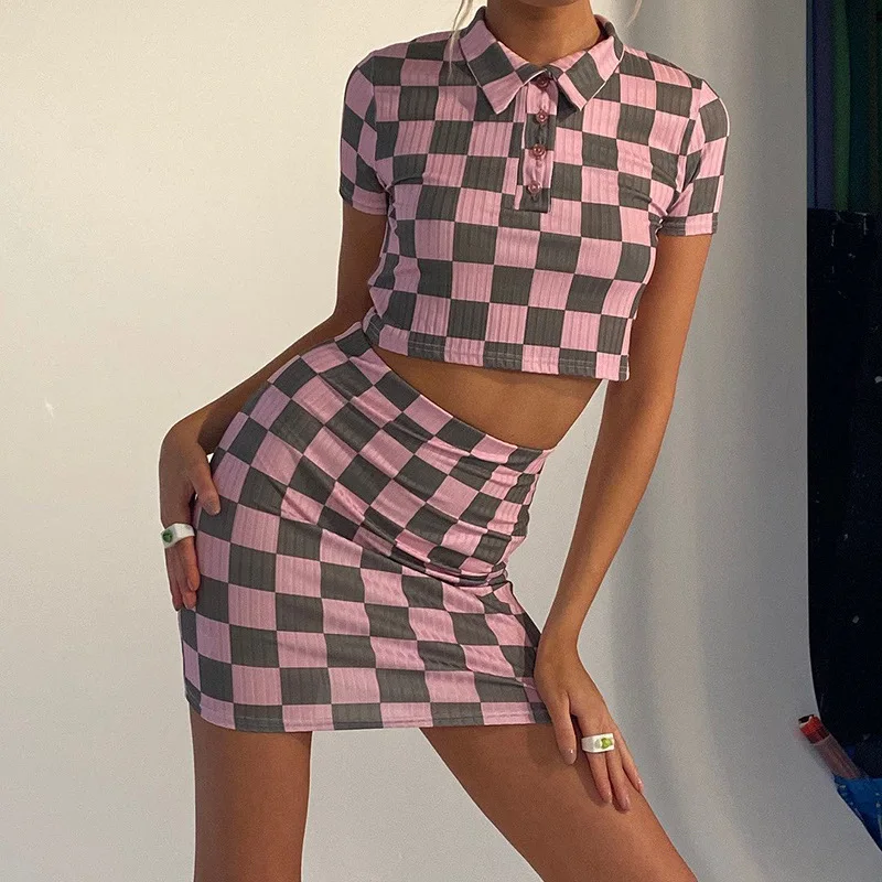 Spring New 2 Pieces Of Women Fashionable Plaid Clothing Adult Short-Sleeved Lapel Button Nine-Point Blouse + Slim Skirt
Spring New 2 Pieces Of Women Fashionable Plaid Clothing Adult Short-Sleeved Lapel Button Nine-Point Blouse + Slim Skirt