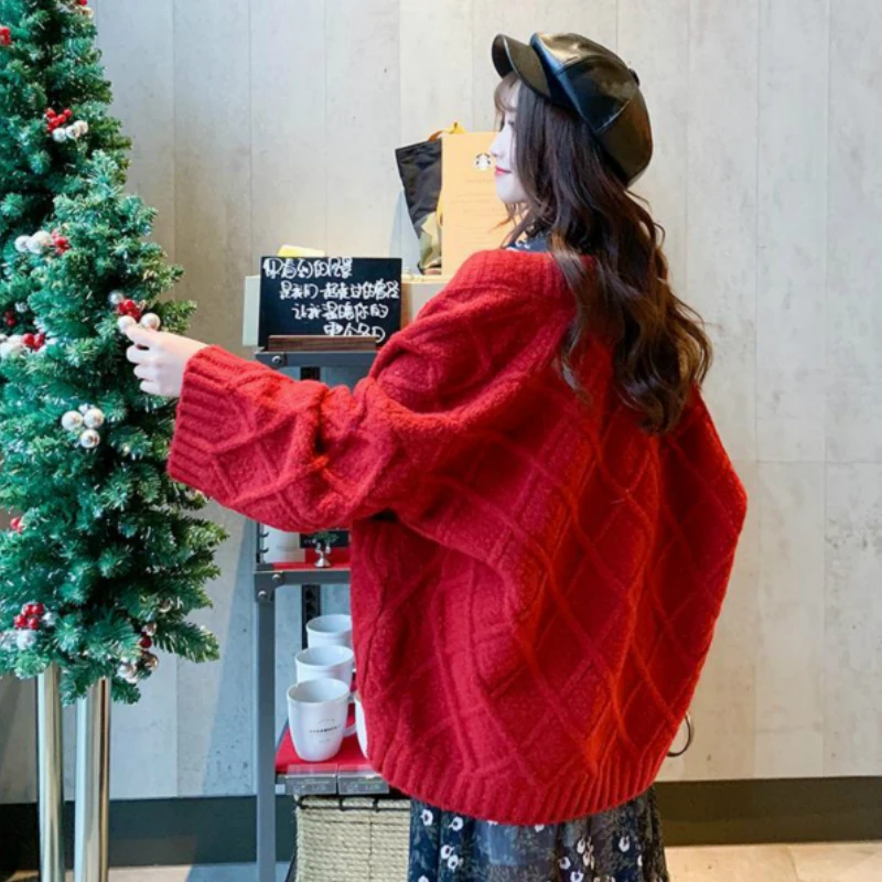 Loose All-match Students Autumn Korean Style Oversize Ulzzang Sweaters Winter Knitting Rhombus Horn Buckle Thick Cardigans
Loose All-match Students Autumn Korean Style Oversize Ulzzang Sweaters Winter Knitting Rhombus Horn Buckle Thick Cardigans