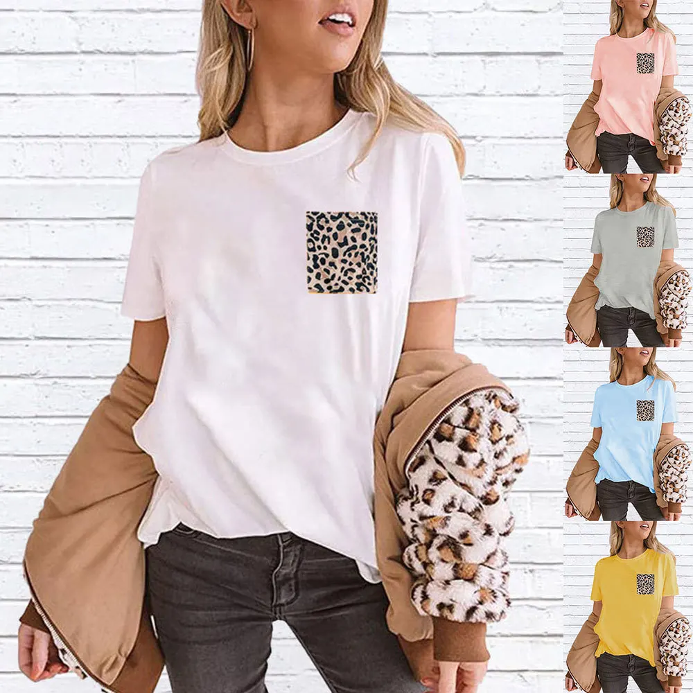 2021 New style Women's Round Neck Short Sleeve T-Shirt Casual Ladies Leopard Print Pocket top cotton soft breathable pullovers
2021 New style Women's Round Neck Short Sleeve T-Shirt Casual Ladies Leopard Print Pocket top cotton soft breathable pullovers