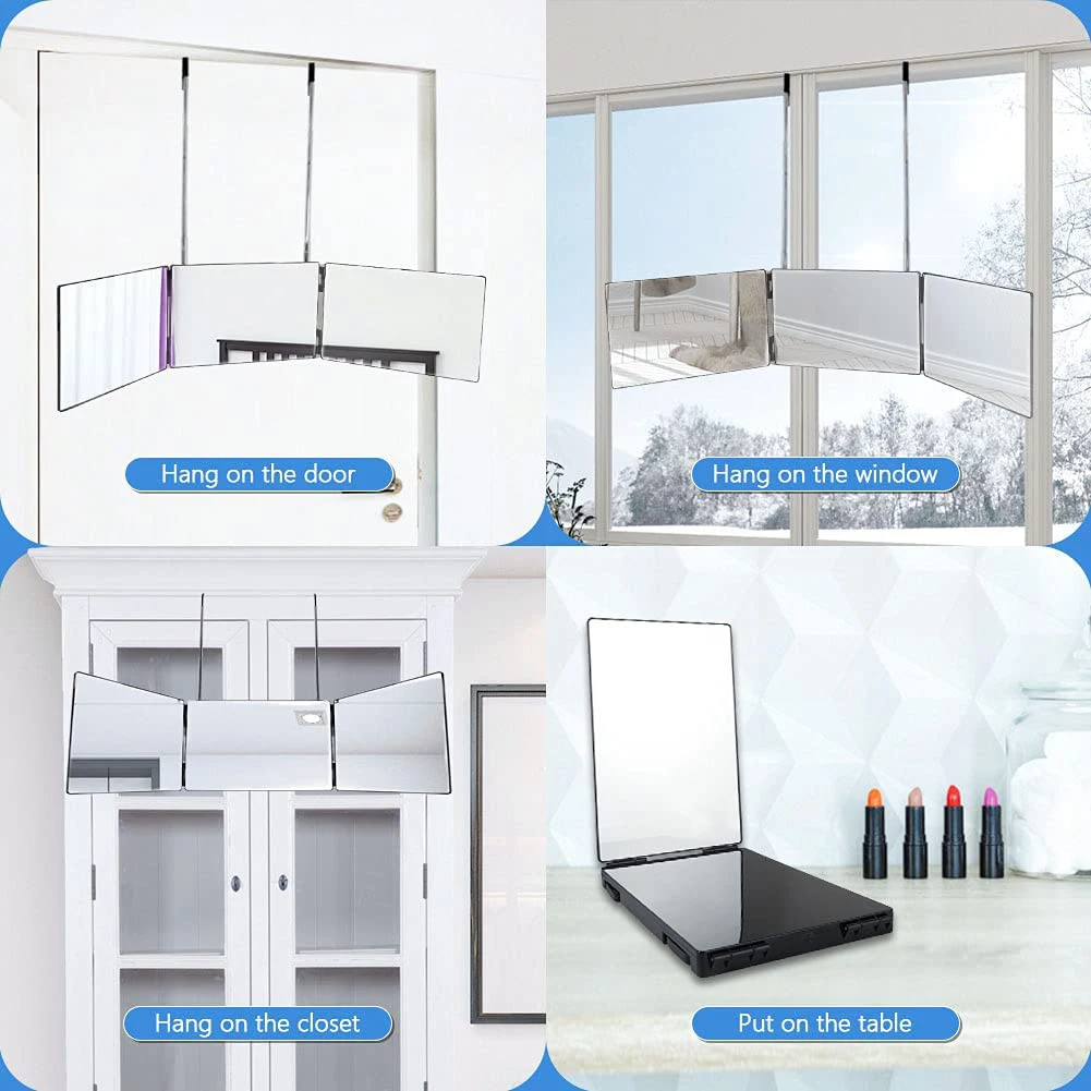 Mirror Self Haircutting Styling Trifold Mirror with Over The Door Hook ABS Hard Shell Adjustable Mirror for Makeup mirror
Mirror Self Haircutting Styling Trifold Mirror with Over The Door Hook ABS Hard Shell Adjustable Mirror for Makeup mirror