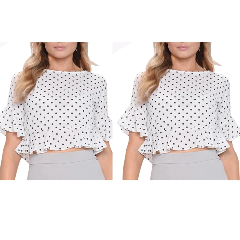 Women Summer Flounce Short Sleeves Blouse Ladies Elegant Polka Dot Print Loose Casual Tops Shirt
Women Summer Flounce Short Sleeves Blouse Ladies Elegant Polka Dot Print Loose Casual Tops Shirt