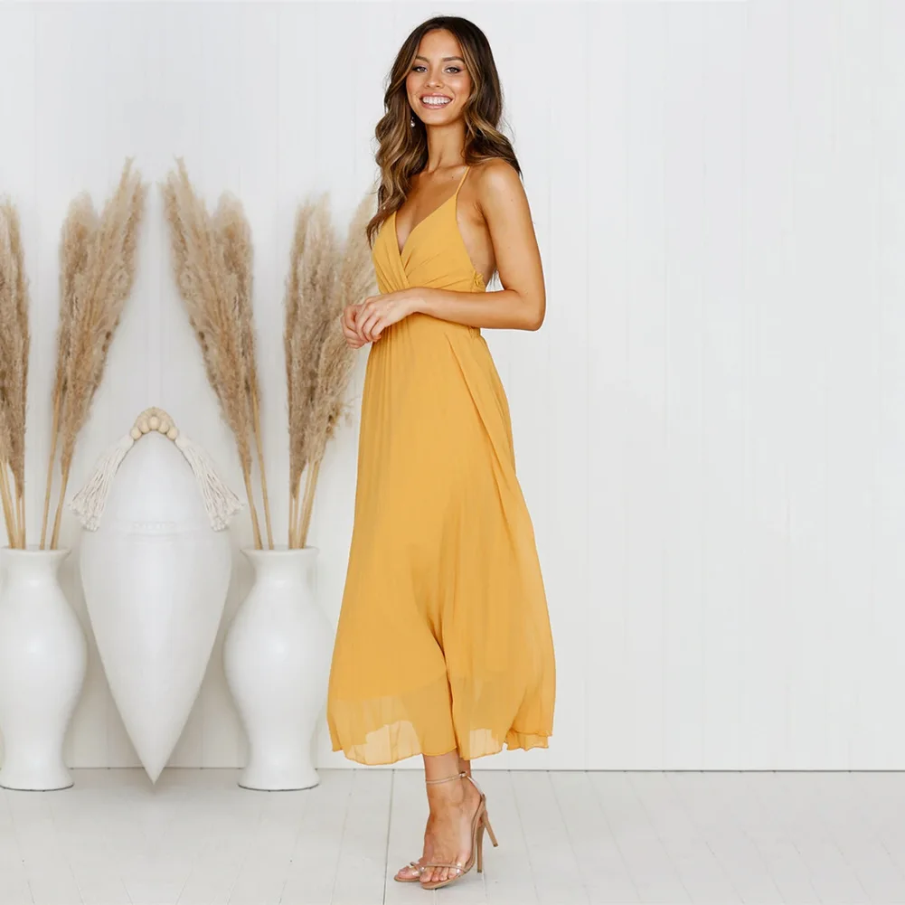 Mandylandy Summer Sexy Pleated Dress Women's Slim V-neck High Waist Solid Color Spaghetti Strap Dress
Mandylandy Summer Sexy Pleated Dress Women's Slim V-neck High Waist Solid Color Spaghetti Strap Dress