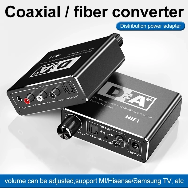 Digital to analog fiber converter coaxial to 5.1 channel audio decoder 3.5 headphone with adjustment HW-30DA
Digital to analog fiber converter coaxial to 5.1 channel audio decoder 3.5 headphone with adjustment HW-30DA