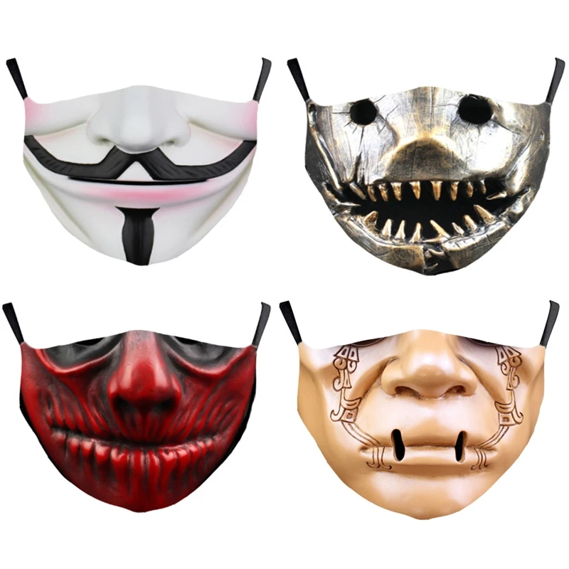 Adult Halloween Creepy Horror Mouth Mask with 2Pcs PM2.5 Filters Ghost Skull 3D Printed Dustproof Washable Face Cover
Adult Halloween Creepy Horror Mouth Mask with 2Pcs PM2.5 Filters Ghost Skull 3D Printed Dustproof Washable Face Cover