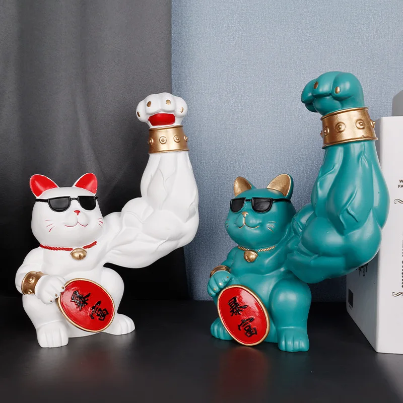 

Vigorously Muscle Lucky Cat Kirin Arm Fortune Cat Giant Arm Gift Cat Decoration Opening Gifts Front Office Housewarming