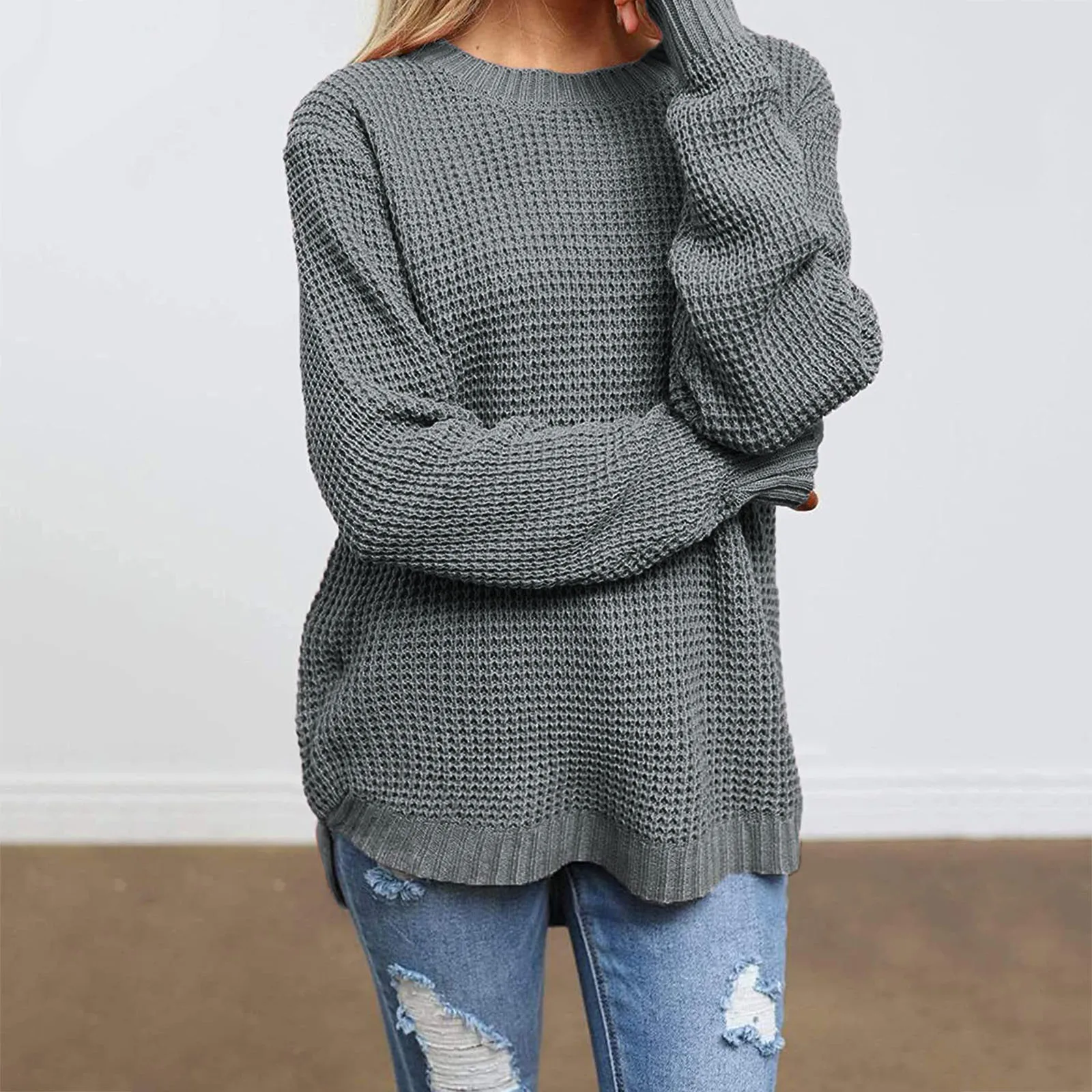 Вязаные свитера Walf, Женский Повседневный Свободный пуловер с длинным рукавом, свитер, джемпер, топы, толстовка, Женский винтажный свитер для... 
Вязаные свитера Walf, Женский Повседневный Свободный пуловер с длинным рукавом, свитер, джемпер, топы, толстовка, Женский винтажный свитер для...