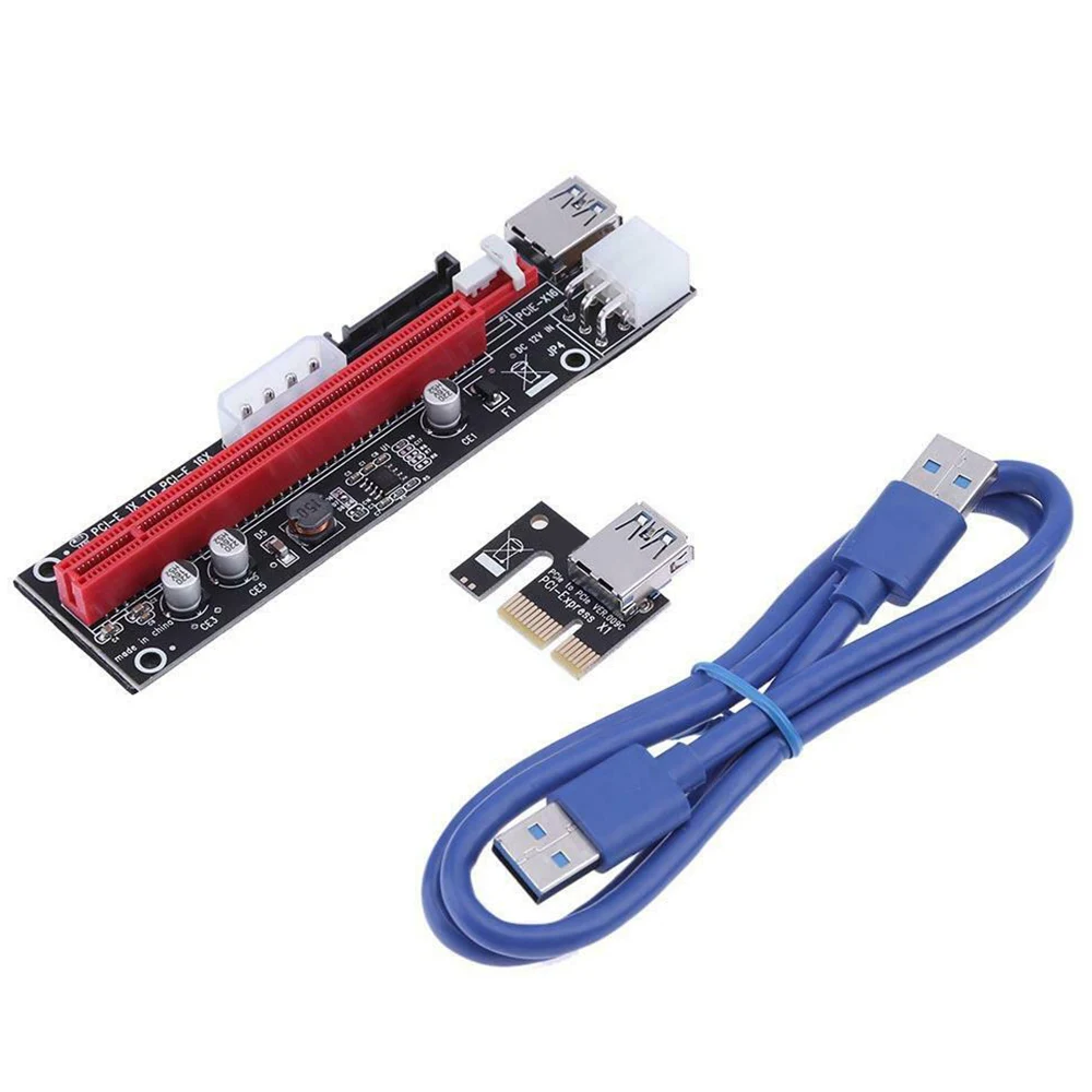 

PCI-E 1X to 16X Riser Extender Card SATA 15PIN 4Pin 6Pin Power PCI Express Adapter for External Graphics Card BTC Miner Mining