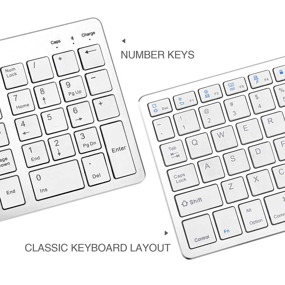 E19 Bluetooth-compatible Keyboard Rechargeable Portable slim Full Size Design Wireless Keyboard for Laptop Desktop PC Tablet
E19 Bluetooth-compatible Keyboard Rechargeable Portable slim Full Size Design Wireless Keyboard for Laptop Desktop PC Tablet
