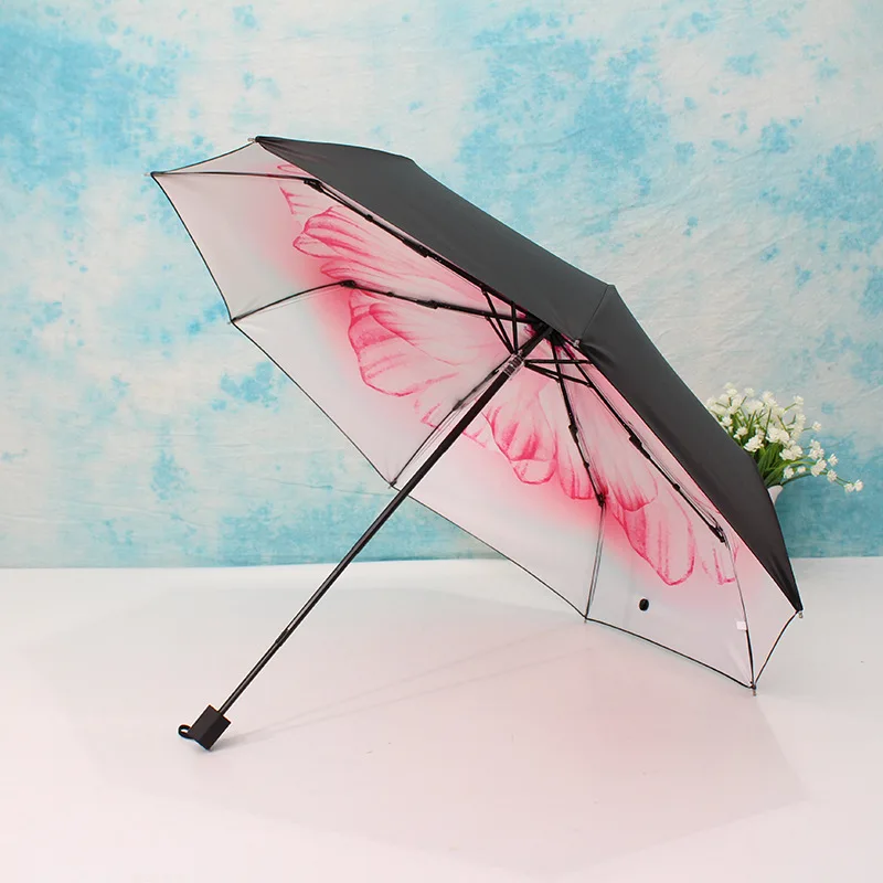 Portable Tri-fold Black Rubber Umbrella Sun Protection UV Protection Parasol Flower Charm 8 Bone Folding Umbrella Rain Women
Portable Tri-fold Black Rubber Umbrella Sun Protection UV Protection Parasol Flower Charm 8 Bone Folding Umbrella Rain Women