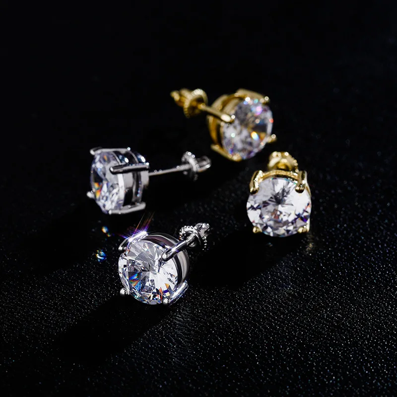 S925 Earrings Pure Silver Micro-set 8mm Round AAA Zircon Hip-hop Studs Earrings for Women
S925 Earrings Pure Silver Micro-set 8mm Round AAA Zircon Hip-hop Studs Earrings for Women
