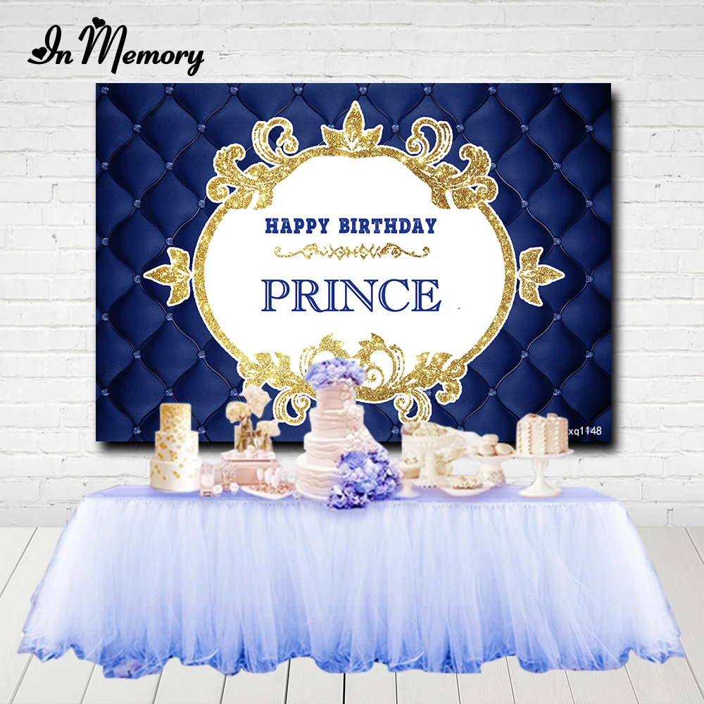 

Фотофон InMemory для студийной фотосъемки с изголовьем головы темно-синего цвета с золотыми блестками на день рождения принца Мальчика малыша душа
