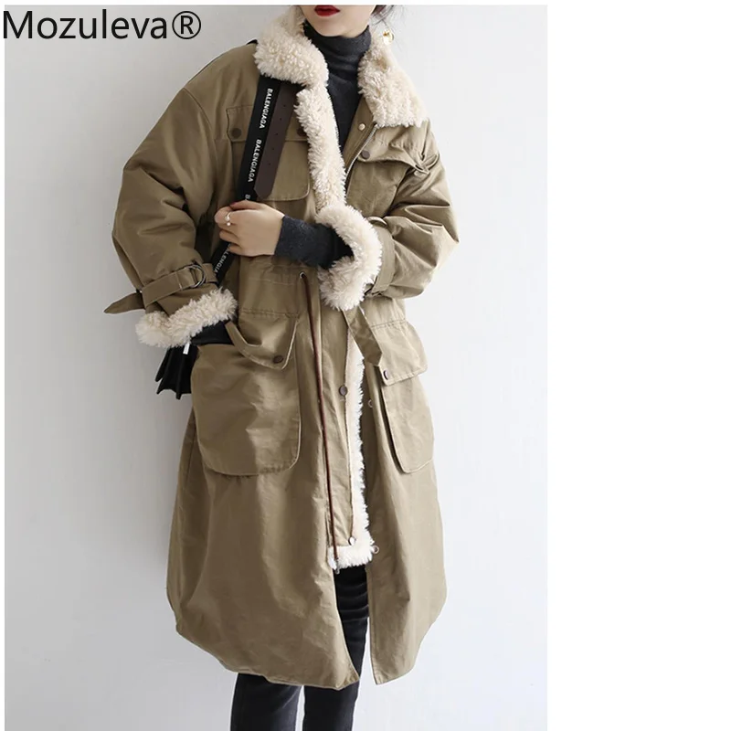 Mozuleva New 2021 Autumn Winter Women Jackets Quilted Puffer Lambswool Parkas High-Quality Warm Lace Up with Bag Oversize Coat
Mozuleva New 2021 Autumn Winter Women Jackets Quilted Puffer Lambswool Parkas High-Quality Warm Lace Up with Bag Oversize Coat