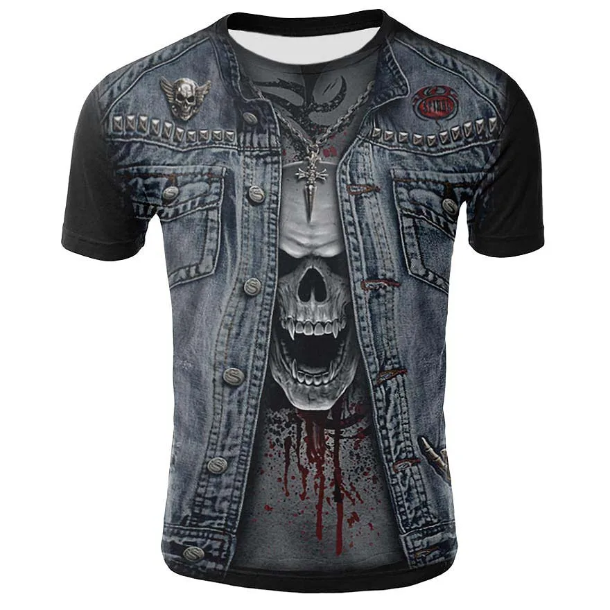 2021 New Summer Men's T-Shirt Casual Round Neck Short-Sleeved T-Shirt Devil Skull Fashion Trendy Brand Skull 3D T-Shirt Male
2021 New Summer Men's T-Shirt Casual Round Neck Short-Sleeved T-Shirt Devil Skull Fashion Trendy Brand Skull 3D T-Shirt Male
