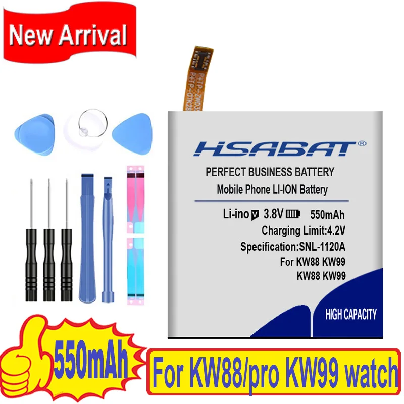 Топ бренд 100% Новый 550 мАч KW88 Аккумулятор для смарт часов kingwear KW99 Pro батареи +