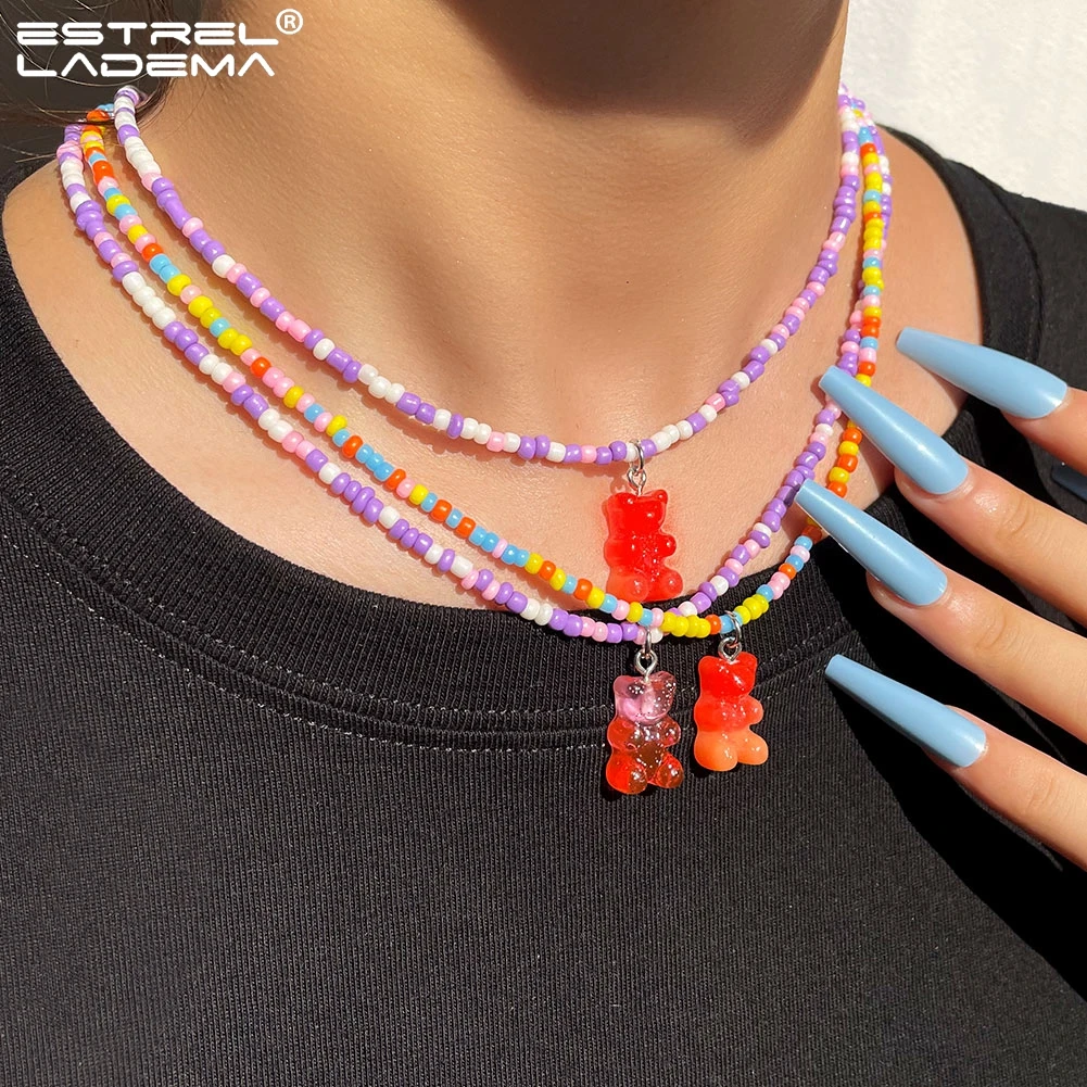 Trendy Y2K Rainbow Gummy Bear Seed Beads Strand Necklace For Women Girls Summer Handmade Beaded Necklaces Collar Jewelry Gifts
Trendy Y2K Rainbow Gummy Bear Seed Beads Strand Necklace For Women Girls Summer Handmade Beaded Necklaces Collar Jewelry Gifts