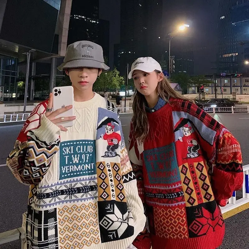 Hip Hop Streetwear Harajuku Sweater Fashion Vintage Retro Oversized Plaid Cartoon Knitted Sweater 2020 Autumn Cotton Pullover
Hip Hop Streetwear Harajuku Sweater Fashion Vintage Retro Oversized Plaid Cartoon Knitted Sweater 2020 Autumn Cotton Pullover
