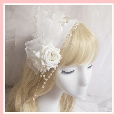 Cute Girl Lolita Dress Accessory Feather Pearl Flower Headress Elegant Lady Wedding Party KC Hair Clasp
Cute Girl Lolita Dress Accessory Feather Pearl Flower Headress Elegant Lady Wedding Party KC Hair Clasp