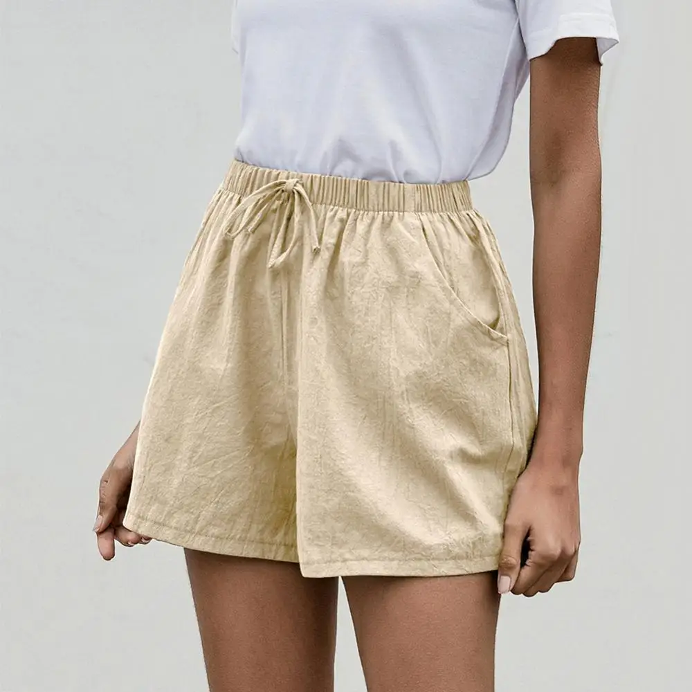 Summer Casual Cotton Linen Shorts Women Solid Color High Waist Drawstring Pockets Wide Leg Shorts Minipants
Summer Casual Cotton Linen Shorts Women Solid Color High Waist Drawstring Pockets Wide Leg Shorts Minipants