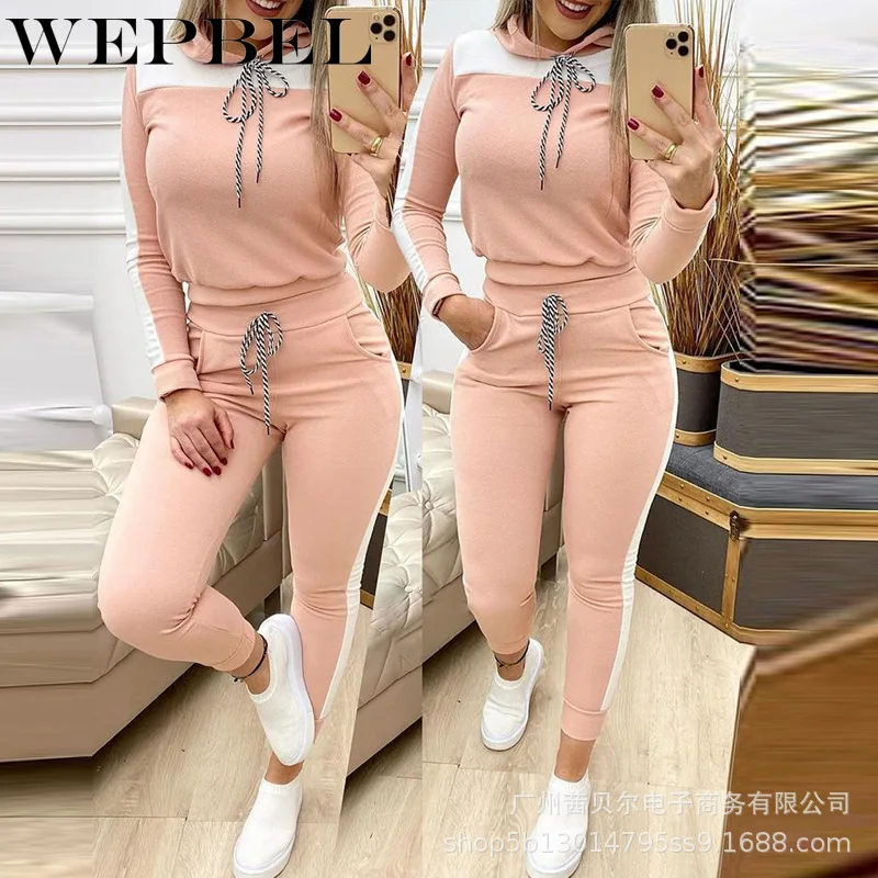 WEPBEL Women Spring Autumn Tracksuit Ladies Sport Patchwork Hooded Sweatshirt + Drawstring Skinny Pants 2 Pcs Set Female Outfits
WEPBEL Women Spring Autumn Tracksuit Ladies Sport Patchwork Hooded Sweatshirt + Drawstring Skinny Pants 2 Pcs Set Female Outfits