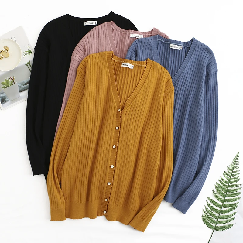 Spring Autumn Femme V-Neck Knitted Cardigan Women Korean Fashion Single Breasted Thin Sweaters Coat Female Sueters De Mujer
Spring Autumn Femme V-Neck Knitted Cardigan Women Korean Fashion Single Breasted Thin Sweaters Coat Female Sueters De Mujer