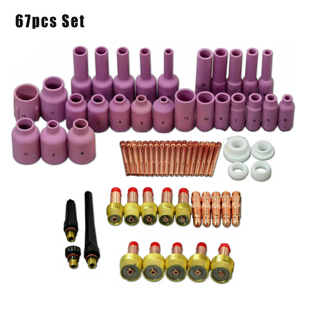 67pcs/Set TIG Welding Torch Stubby Gas Lens Kit Cup Collet Body Consumables Kit For WP 17/18/26 Welding Machine Accessories
67pcs/Set TIG Welding Torch Stubby Gas Lens Kit Cup Collet Body Consumables Kit For WP 17/18/26 Welding Machine Accessories