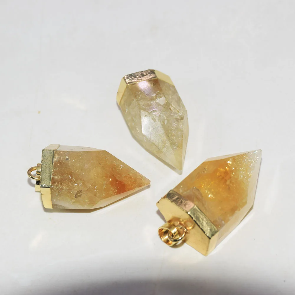 Gold Plating Big Yellow Crystal Stone pendant for jewelry making 2020 Large citrines aura quartz gem stones Bullet Cap Face 5pc
Gold Plating Big Yellow Crystal Stone pendant for jewelry making 2020 Large citrines aura quartz gem stones Bullet Cap Face 5pc