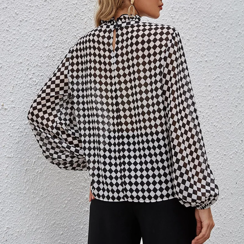 2021 New Fashion Women chiffon Loose Blouse Plaid Long Lantern Sleeve Chic Shirts
2021 New Fashion Women chiffon Loose Blouse Plaid Long Lantern Sleeve Chic Shirts