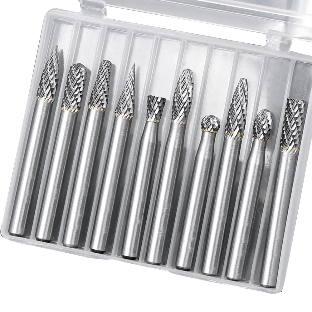 10PCS Tungsten Steel Burr Routing Bur Set Double Cut Solid Carbide Rotary Bit Rotary File Handle For Metal Carving Woodworking
10PCS Tungsten Steel Burr Routing Bur Set Double Cut Solid Carbide Rotary Bit Rotary File Handle For Metal Carving Woodworking