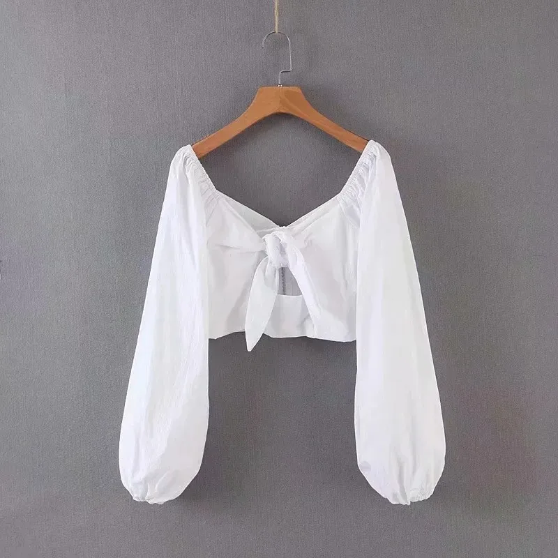 Korean women blouse cropped female blouses elegant puff sleeve blouse white knotted tie front top square neck top long sleeve
Korean women blouse cropped female blouses elegant puff sleeve blouse white knotted tie front top square neck top long sleeve